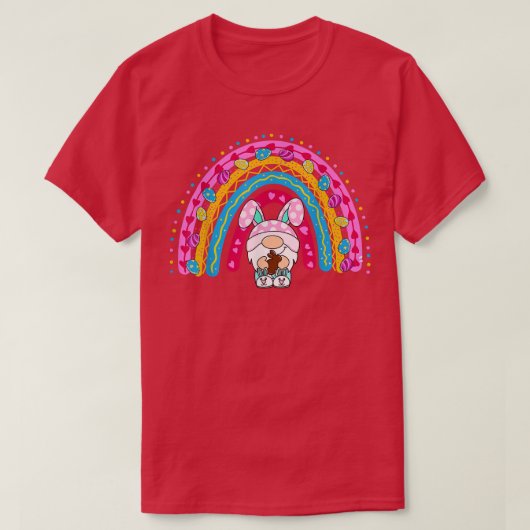 キュートレインボー格言イースターバニー格言ハグエッグヘップ Tシャツ (デザイン正面)