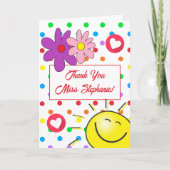 キュートレインボー水玉模様サンシャイン先生 サンキューカード (正面)