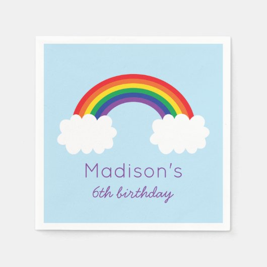 キュートレインボー誕生日 スタンダードカクテルナプキン (正面)