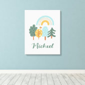 キュートレインボー魔法フォレスト キャンバスプリント (インサイチュ (ウッドフロア))