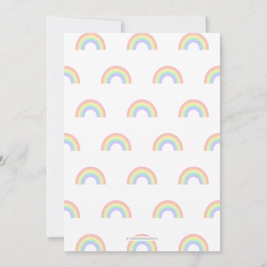 キュートレインボー&クラウド誕生日招待状 |ピンク 招待状 (裏面)