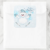 キュートレットイットスノーアイススケートで滑る雪だるま スクエアシール (バッグ)