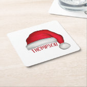 キュートレッドおもしろいサンタホリデーカスタムクリスマス スクエアペーパーコースター (アングル)