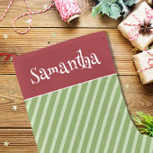 キュートレッドお洒落シンプルミニマルホリデーストライプの スモールクリスマスストッキング