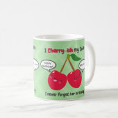 キュートレッドさくらんぼかわいいツインズ誕生日 コーヒーマグカップ (正面右)