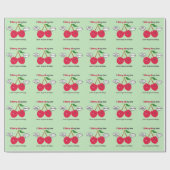 キュートレッドさくらんぼかわいいツインズ誕生日 ラッピングペーパー (フラット)