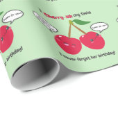 キュートレッドさくらんぼかわいいツインズ誕生日 ラッピングペーパー (ロールコーナー)