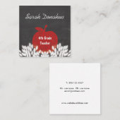 キュートレッドアップルチョークボードスクール先生 スクエア名刺 (正面/裏面)