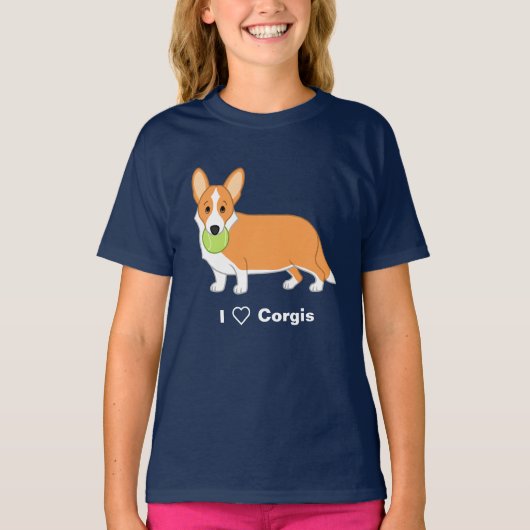 キュートレッドカーディガンウェルシュコーギー愛犬家 Tシャツ (正面)