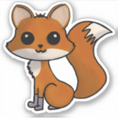 キュートレッドキツネかわいいスタイル シール (正面)