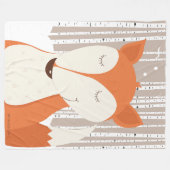 キュートレッドキツネウッドランド樺の木ツリー フリースブランケット (正面(横))