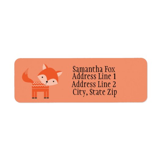 キュートレッドキツネカスタム差出人住所ラベル ラベル (正面)