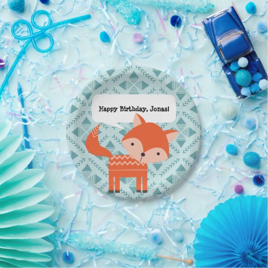 キュートレッドキツネパーソナライズされたパーティープレート ペーパープレート (パーティー)