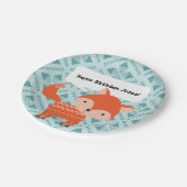 キュートレッドキツネパーソナライズされたパーティープレート ペーパープレート (アングル)