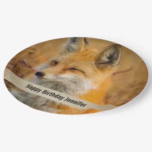 キュートレッドキツネワイルド自然撮影誕生日 ペーパープレート (アングル)
