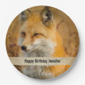 キュートレッドキツネワイルド自然撮影誕生日 ペーパープレート (正面)