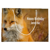 キュートレッドキツネワイルド自然撮影誕生日 ラージペーパーバッグ (裏面)