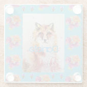 キュートレッドキツネ動物ティール（緑がかった色）バラバラ ガラスコースター (裏面)