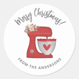 キュートレッドクリスマスホリデーベーキングケーキミキサー ラウンドシール