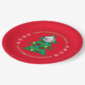 キュートレッドクリスマス誕生祝いホリデー ペーパープレート (アングル)