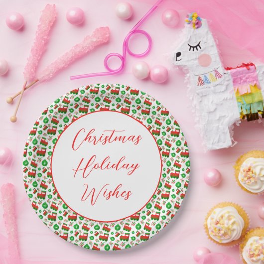 キュートレッドグリーンクリスマスフェスティバルおもしろいホリデーデコール ペーパープレート (パーティー)
