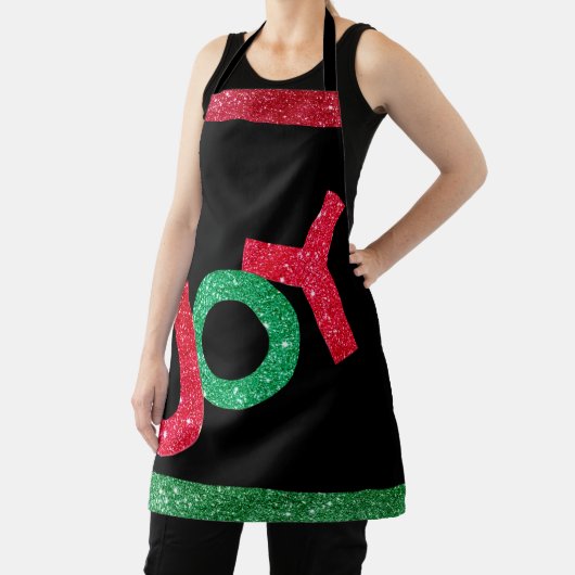 キュートレッドグリーングリッタークリスマスジョイ エプロン (インサイチュ)