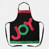 キュートレッドグリーングリッタークリスマスジョイ エプロン (正面)