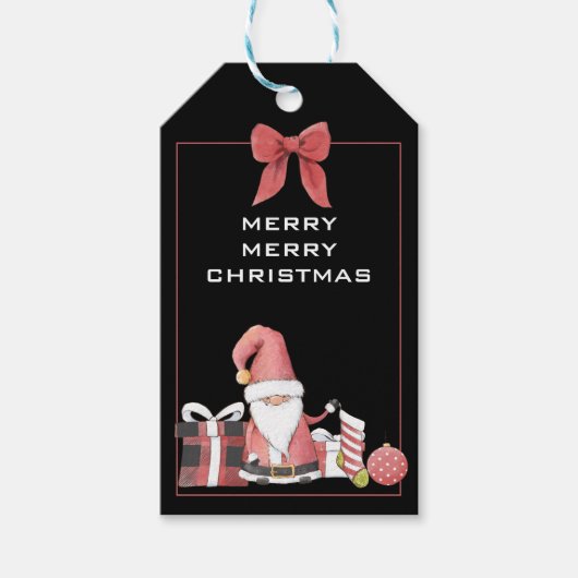 キュートレッドサンタ格言ギフトギフトラベル ギフトタグ (正面)