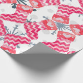 キュートレッドストッキングスノーフレークスラッピング紙 ラッピングペーパー (角)