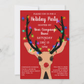 キュートレッドトナカイ白熱［赤熱］光を放つライツホ企業のリデイ 招待状 (正面)