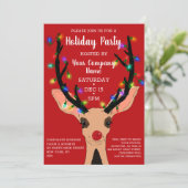 キュートレッドトナカイ白熱［赤熱］光を放つライツホ企業のリデイ 招待状 (スタンド正面)