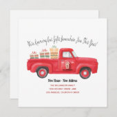 キュートレッドトラック引っ越しましたホリデーニューアドレス 案内状 (正面/裏面)