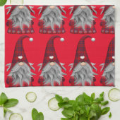 キュートレッドバッファロープレイドクリスマス格言 キッチンタオル (折り畳み)