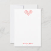 キュートレッドバレンタインデーフローラハート名前をカスタムする サンキューカード (正面)