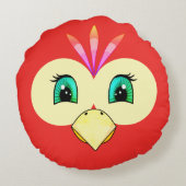 キュートレッドバード顔 ラウンドクッション (裏面)