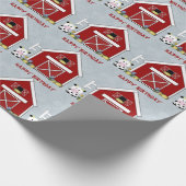 キュートレッドバーンカウファームカスタム誕生日 ラッピングペーパー (角)