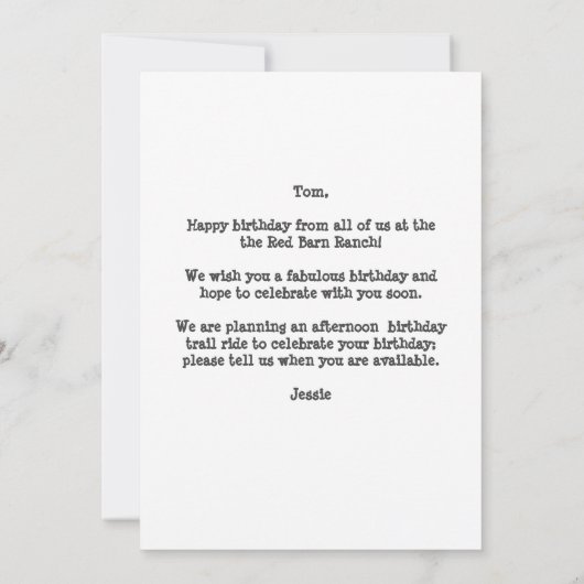 キュートレッドバーンスケッチパーソナライズされたハッピーバースデー (裏面)