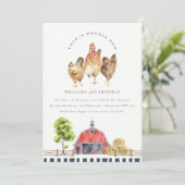 キュートレッドバーンチキンファーム子供の誕生日招待状 サンキューカード (スタンド正面)