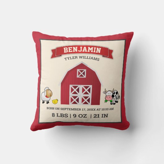 キュートレッドバーンファームアニマルズベビー誕生統計 クッション (裏面)