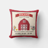 キュートレッドバーンファームアニマルズベビー誕生統計 クッション (正面)