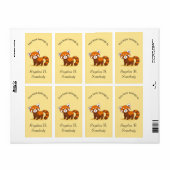 キュートレッドパンダオンイエロー蔵書票 ラベル (フルシート)