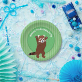 キュートレッドパンダパーソナライズされたカスタム誕生日 ペーパープレート (パーティー)