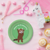 キュートレッドパンダパーソナライズされたカスタム誕生日 ペーパープレート (パーティー)