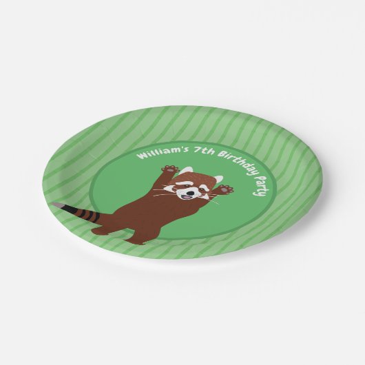 キュートレッドパンダパーソナライズされたカスタム誕生日 ペーパープレート (アングル)