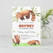 キュートレッドパンダ子供の誕生日パーティの招待状 招待状 (スタンド正面)