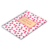 キュートレッドピンクハートハッピーバレンタインデー ガーリー ノートブック (左側)