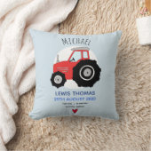 キュートレッドファームトラクター名男の赤ちゃん誕生統計 クッション (ブランケット)