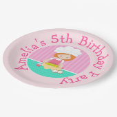 キュートレッドヘアガールベーキング誕生日パーティー ペーパープレート (アングル)