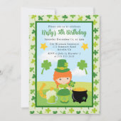 キュートレッドヘアセントパトリック子供の誕生日 招待状 (正面)