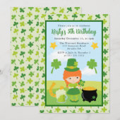 キュートレッドヘアセントパトリック子供の誕生日 招待状 (正面/裏面)